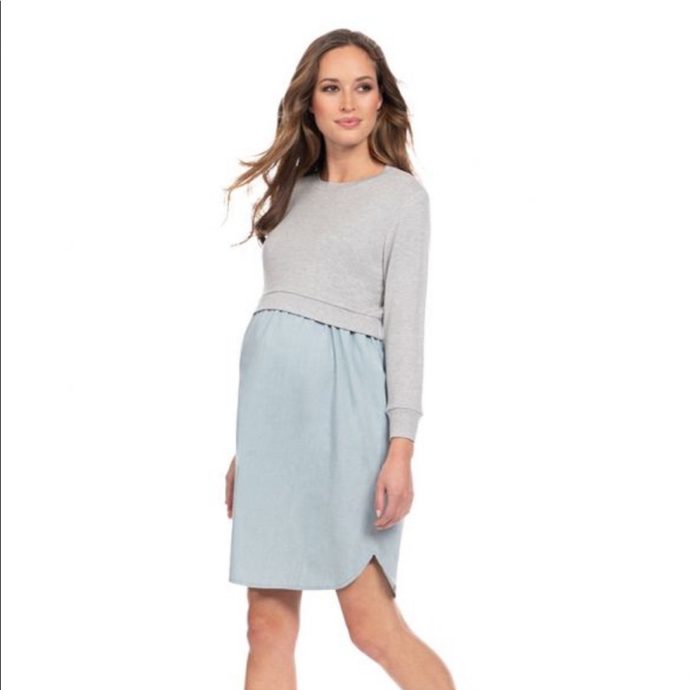 Seraphine Cotton Maternity & Nursing Dress with Sweatshirt Top